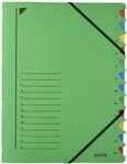 Leitz 39120055 Ordnungsmappe, 12 F&auml;cher, Colorspankarton, gr&uuml;n