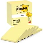 Post-it Kanariengelb, Vorteilspackung, Packung mit 5 Bl&ouml;cken + 1 Gratisblock,...