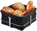 GEFU Brotkorb BRUNCH, eckig schwarz, quadratischer Edelstahlbrotkorb mit
