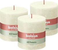 Bolsius Rustik Stumpenkerze XXL - Elfenbein - 3 St&uuml;ck - 10 x 10 cm - Dekorative