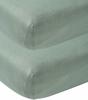 Meyco Baby Spannbettlaken Kinderbett - Uni Stone Green - 60x120cm - 2er Pack
