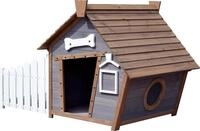 dobar&reg; Gro&szlig;e Hundeh&uuml;tte Porch - Hundehaus Massivholz - Hundek&auml;fig Spitzdach...