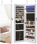 SONGMICS Schmuckschrank mit langem Spiegel, 6 LED-Lampen, 2 Schubladen 