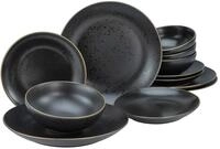 CreaTable, 22707, Serie Industrial Gold BLACK, 12-teiliges Geschirrset f&uuml;r 4