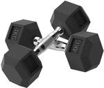 HOMCOM 4-20 Kg Hexagon Hanteln 2er Set mit Ger&auml;ndeltem Griff Kurzhanteln 