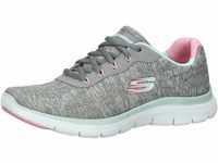 Skechers Damen Flex Appeal 4.0 Fresh Move Sneaker, Gray Mesh Mint Pink Trim, 35...