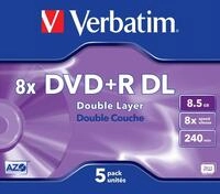 Verbatim DVD+R Double Layer 8.5GB 8X matt Silver Surface Jewelcase Pack 5