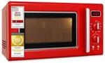 Exquisit Retro-Mikrowelle rot mit Grill, 20 L, 700 W, 5 Leistungsstufen