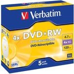 Verbatim DVD+RW 4x Speed 4,7GB Jewel Case 5er Pack DVD-Rohlinge