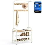 VASAGLE Garderobenst&auml;nder Garderobe mit Schuhbank, 4-in-1 Design