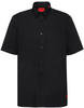 HUGO Herren Ebor Relaxed-Fit Hemd aus elastischem Baumwoll-Canvas Schwarz XS
