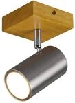 Trio Leuchten Spotleuchte Marley 812400107, Metall Nickel matt, Holz, exklusiv 1x