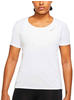 NIKE Damen W NK Fast DF SS TOP T-Shirt, Weiß/reflektierender Silv, M