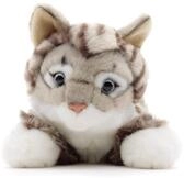 Uni-Toys - Katze mit getigertem Fell (grau), liegend - 38 cm (L&auml;nge) -