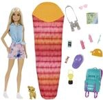 Barbie Camping Serie, 1x Puppe mit blonden Haaren, Wanderrucksack,