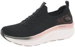 Skechers Damen D'lux Walker Let It Glow Sneaker, Black Knit Rose Gold Trim, 37 EU