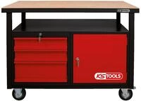 KS Tools 865.0101 Fahrbare Werkbank mit 3 Schubladen und 1 T&uuml;r