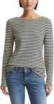Marc O'Polo Damen Langarmshirt mit U-Boot-Ausschnitt gestreift, Mehrfarbig