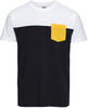 Urban Classics Herren 3-tone pocket tea T Shirt, Nvy/Wht/Chromeyellow, L EU