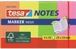 tesa Marker Notes Neon Haftnotizen - 4 x 50 Blatt - 2 cm x 5 cm - bunt