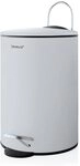 blomus -TUBO- Treteimer aus pulverbeschichtetem Stahl, Moon-Grey, 3L