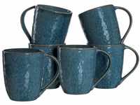 LEONARDO HOME 018548 MATERA 6er Set Becher, Keramik, blau