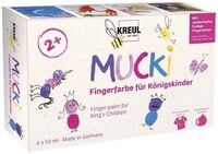 KREUL 23051 - Mucki Fingerfarbe f&uuml;r K&ouml;nigskinder, 6 x 50 ml in Wei&szlig;,