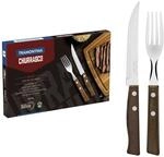 Tramontina 22299/002 Steakbesteck-Set, 12-teilig mit Naturholzgriffen 2-Fach