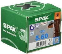 SPAX Terrassenschraube aus Edelstahl rostfrei A2, 5,0 x 60 mm, 100 St&uuml;ck, T-STAR