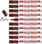edding 3000 Permanentmarker - braun - 10 Stifte - Rund-Spitze 1,5-3 mm - schnell