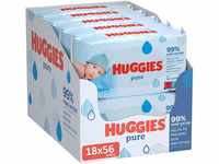 Huggies Pure, Babytücher, 18 Packungen (insgesamt 1008 Tücher) — 99 Prozent