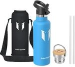 Sparrow Edelstahl Trinkflasche- 0.5L/0.75L/1L- Thermosflasche mit Strohhalm 