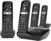 Gigaset AS690A Quattro Vier DECT-Telefone mit Anrufbeantworter, Schwarz
