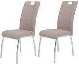 Hela Tische, 2er Set Esszimmerstuhl Andrea, Bezug Kunstleder Cappuccino,