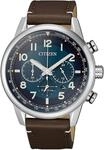 Citizen Herren Analog Eco-Drive Uhr mit Leder Armband CA4420-13L, Silber