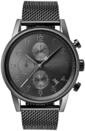 BOSS Chronograph Quarz Uhr f&uuml;r Herren mit Graues Edelstahl-Mesh-Gliederarmband,