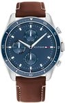 Tommy Hilfiger Herren Multifunktionale Quarz-Uhr 44mm - 3 Sub-Dials, Blaues