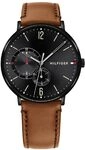 Tommy Hilfiger Multi Zifferblatt Quarz Uhr f&uuml;r Herren mit Braunes Lederarmband -