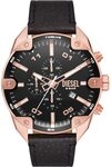 Diesel Herrenuhr Spiked, Chronographenwerk, 49mm Rose Gold Edelstahlgeh&auml;use mit