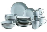 M&auml;ser Kombiservice, Steinzeug METALLIC RIM Blau, 24-teilige, Hellblau