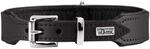HUNTER Hundehalsband BASIC, Farbe: schwarz, Pflegeleichtes Spaltleder, Raffinierte