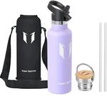Sparrow Edelstahl Trinkflasche- 0.5L/0.75L/1L- Thermosflasche mit Strohhalm 
