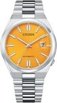 Citizen Automatik Herren Armbanduhr aus Edelstahl in der Farbe Silber-Orange 40mm,