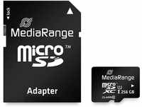 MediaRange Micro SDXC Speicherkarte mit SD Adapter 256GB - Geschwindigkeit...