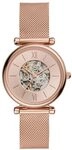 Fossil Uhr f&uuml;r Damen Carlie, Automatikwerk, 35mm Rose Gold Edelstahlgeh&auml;use mit