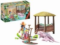 PLAYMOBIL Wiltopia 71143 Paddeltour mit den Flussdelfinen, Inkl. Strandh&uuml;tte...