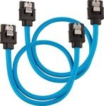 Corsair Premium Sleeved SATA 3 Kabel (6Gbps, 30 cm) Blau