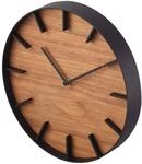 YAMAZAKI 4108 RIN Wall Clock, Black, Steel/Plywood, 26.5 x 4.2 x 26.5 cm