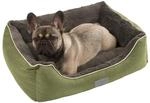 Kerbl Pet Kuschelbett Samuel, Hundebett, Katzenbett, gr&uuml;n, dunkelgrau, 60x50x17cm,