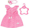 BABY born Trendy Blumenkleid, Puppenkleid aus rosa Spitzenstoff mit Haarband...